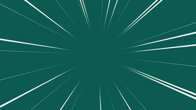 Anime radial zoom effect, white speed lines bursting rapidly from a central point, 4k comic motion background on sky screen, seamless loop animation