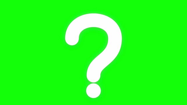 A simple white question mark symbol isolated on a bright green background.