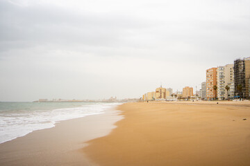 Playa de la Victoria beach and city skyline in Cadiz Spain © Agnieszka