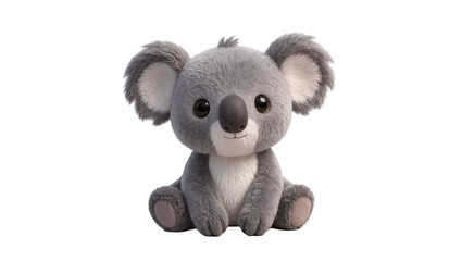 Fluffy grey koala teddy bear toy, isolated on transparent background © Cian