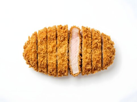 Crispy Fried Pork Cutlet Isolated on White Background