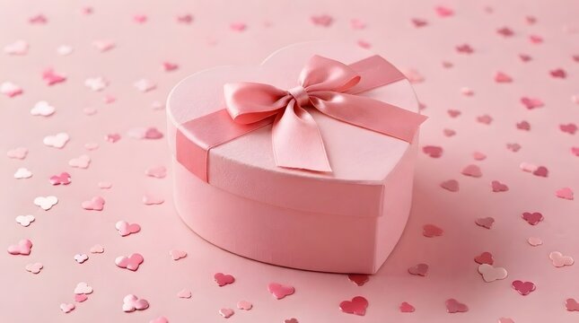 Pink Heart Shaped Gift Box With Satin Ribbon