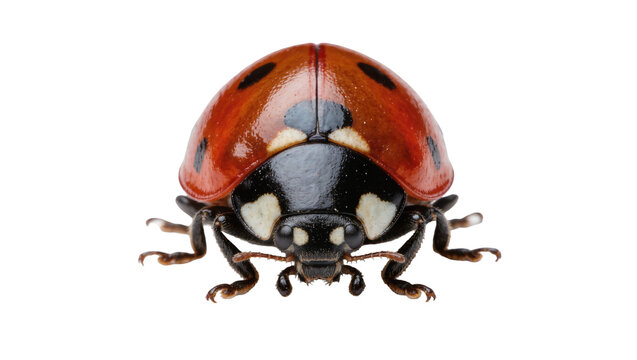 Red ladybug with black spots, isolated on transparent background