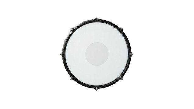 Black snare drum with white head, isolated on transparent background