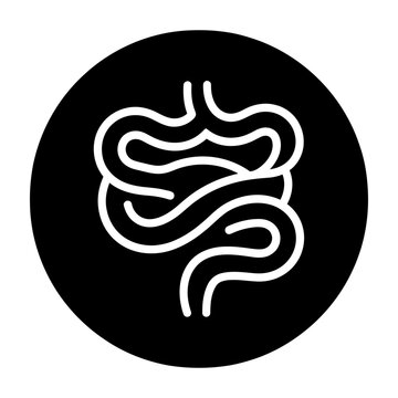Black Intestines Icon on White Background Isolated Symbol