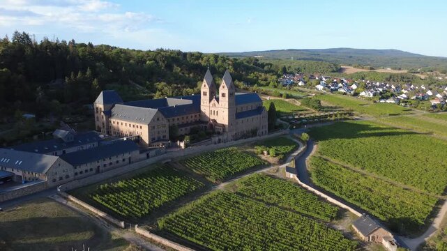 St. Hildegard Abbey in the Rheingau During Summer Aerial View