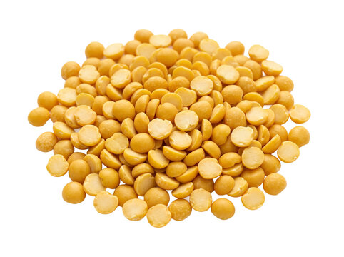 Yellow split peas isolated on white background