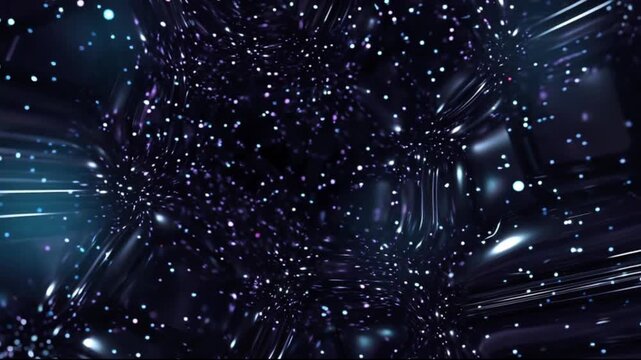 液体ルテニウムとロジウムの深宇宙に広がる光パルスと光輪の3D背景