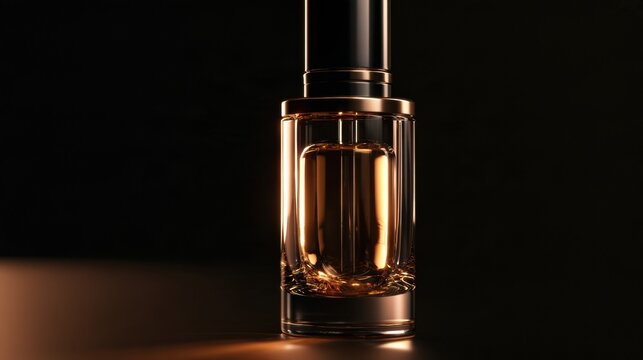 A royal jelly skincare serum bottle displays its golden liquid against a dark background.