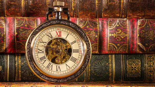Pocket Watch Mechanism Time Lapse Symbolizing the Passage of Time.