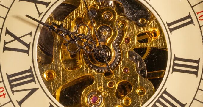 Pocket Watch Mechanism Time Lapse Symbolizing the Passage of Time.