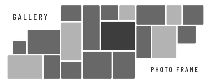 Collage gallery frame for photo layout multiple and slide template poster. Picture corporate visual for background wall square and pattern artwork rectangle.
