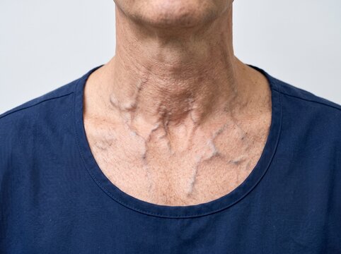 Prominent Chest Wall Collateral Veins Due to SVC Obstruction