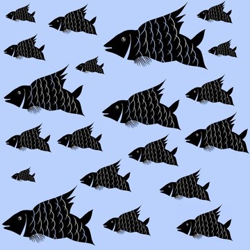set of fish silhouettes