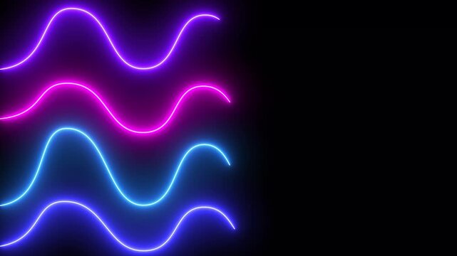 Top Notch Glowing neon wave lines animation moving on black background