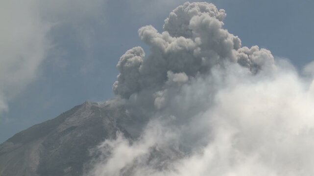 Merapi Volcano Erupts Sending Dark Ash Cloud Into Sky