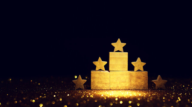 concept image of setting a five star goal. increase rating or ranking, evaluation and classification idea
