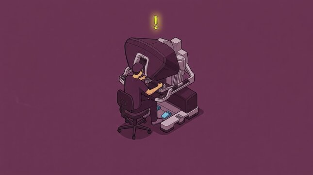 Control Panel Operator Using Futuristic Machine in Isometric Illustration
