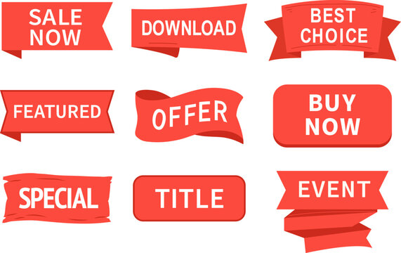 Red Sale and Offer Ribbon Banners. Red Ribbon Banners