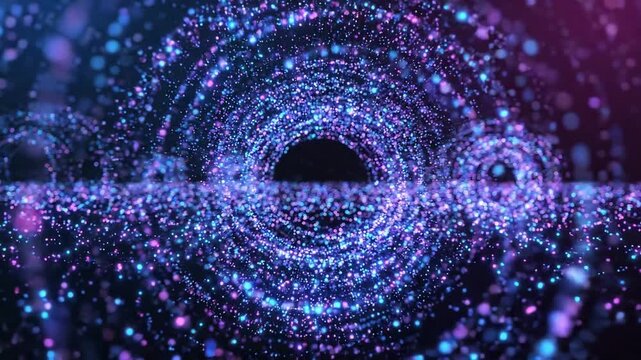 Abstract glowing gif bokeh blue particles background for tech