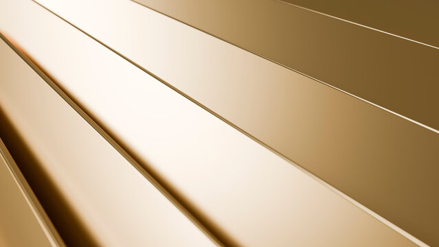 Shiny gold rectangular metal panels with linear abstract pattern