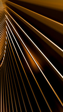 Close-up of golden harp strings on a stringed musical instrument
