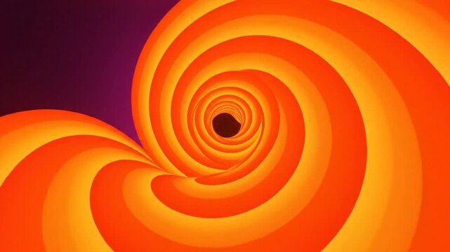 Abstract tunnel animation of orange and purple concentric circles creating a spiral vortex effect in motion
