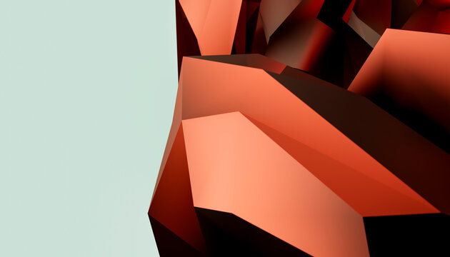 Orange geometric abstract polygonal shape with sharp edges