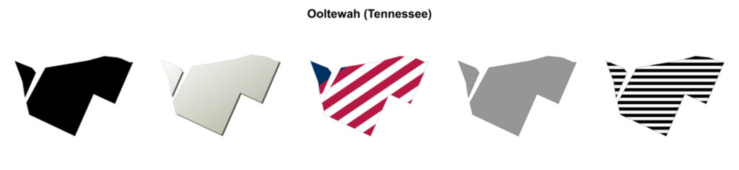 Obraz premium Ooltewah (Tennessee) blank outline map set