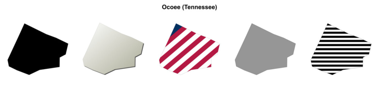 Ocoee (Tennessee) blank outline map set