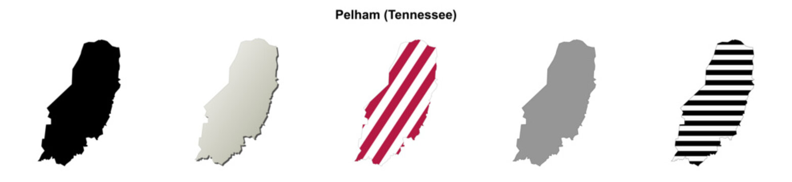 Pelham (Tennessee) blank outline map set