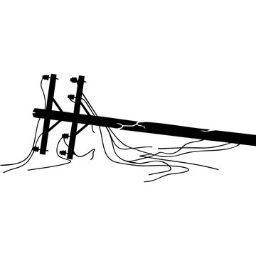 Vector silhouette of a fallen utility pole