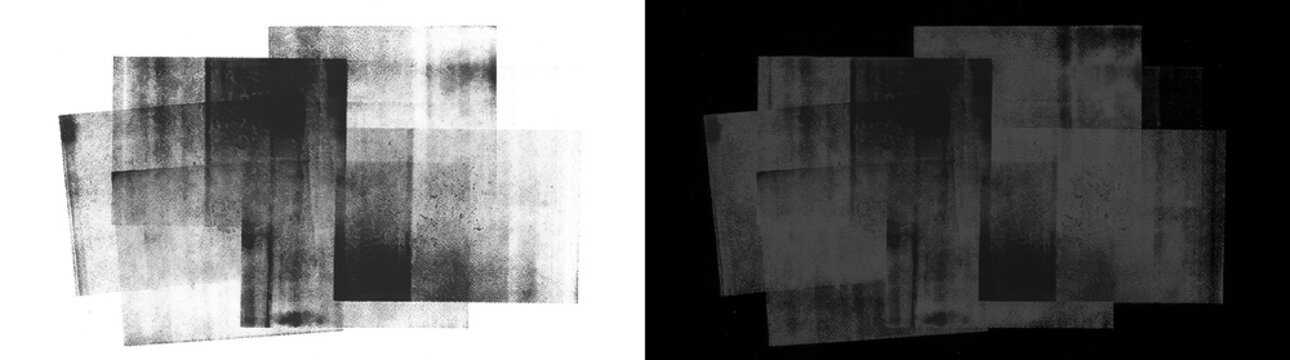 Grunge black ink roller texture, abstract distressed paint strokes on white background. Rough artistic overlay for posters, graphic design, urban branding and vintage print effects
