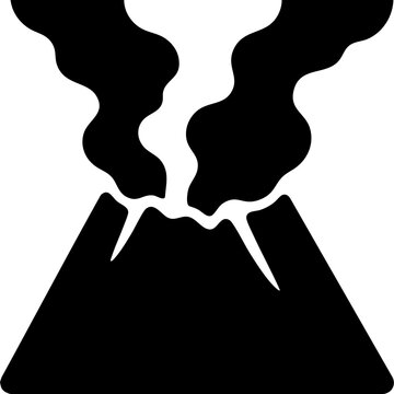 Vector silhouette of a mountain and eruption clouds