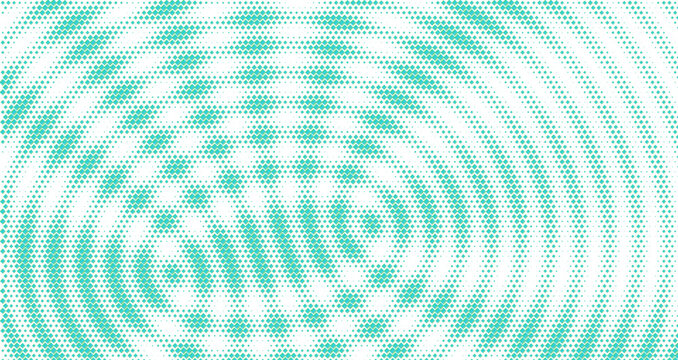 Abstract teal and black wavy ripple pattern with a halftone dot texture creating a fluid optical illusion effect on a dark background