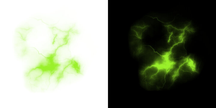 Png of green electric lightning plasma energy effect isolated on transparent background