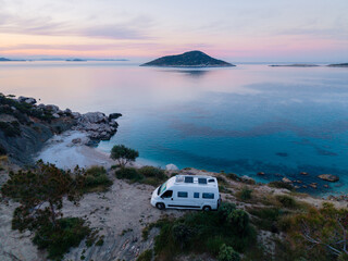 Obraz premium Stunning sunset view at Gerenlik Beach in Kas, Antalya, Turkey