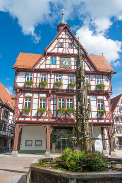 Rathaus. Historic town hall in Bad Urach, Germany