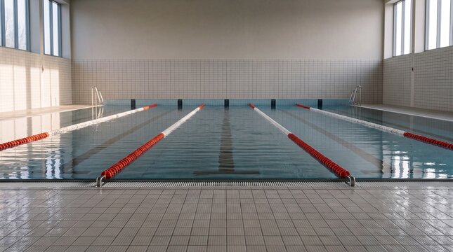 Empty Indoor Swimming Lanes Ready for a Morning Fitness Session