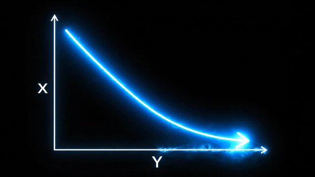 Neon line graph showing negative slope on black background