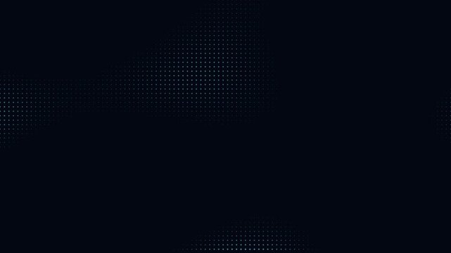Abstract dark video background featuring glowing cyan digital dot patterns swirling in the corners. Perfect for tech presentations, websites, and futuristic designs.