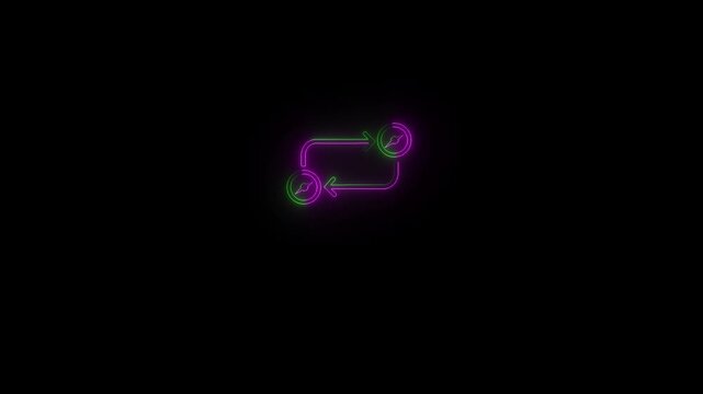 Settings Gear Icon and Clock Icon with Rotating Moving Arrow on Blue Background &ndash; Dynamic Time Management, Process Control, Technology Configuration, Automation and Digital Interface Animation for Bus