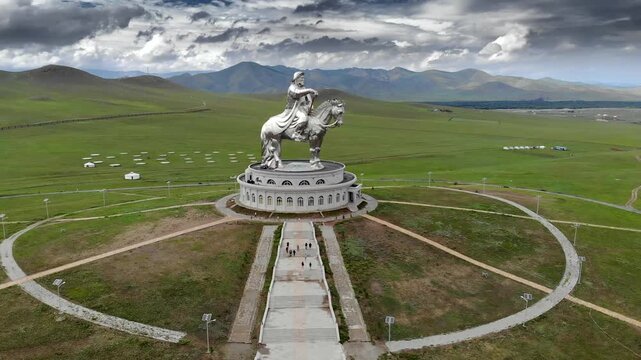 Genghis Khan statue rises in Mongolia as a monumental tribute to Mongol history.