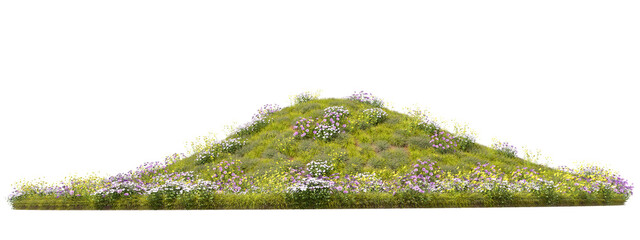 Obraz premium Isolate nature flowery mound fields transparent backgrounds 3d illustrations png file