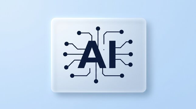 Microchip icon representing artificial intelligence displayed on a clean white electronic device panel.