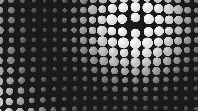 A sophisticated grid of gray and white bubbles that react to an invisible wave moving in a figure-eight pattern.