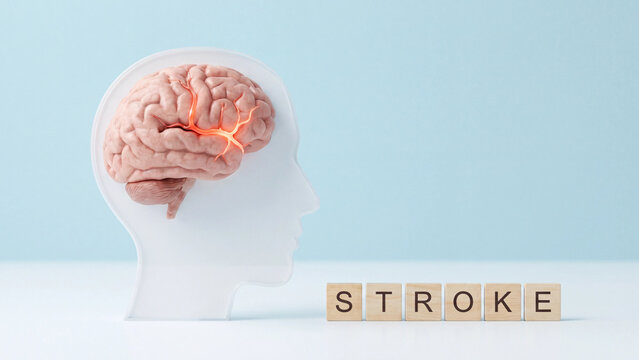 Stroke brain injury concept for cerebrovascular health awareness and emergency neurological diagnosis education