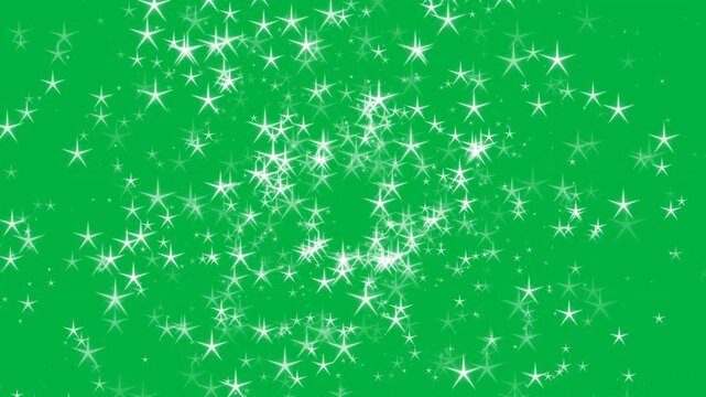 Seamless looping animation of a triple burst of upright 5-pointed optical flares. Features a three-wave explosion pattern for an extremely dense, wide-reaching glowing core with a heavy bling-bling ef