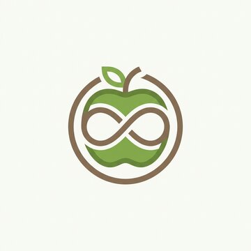 Food waste reduction vector emblem with infinity loop apple logo