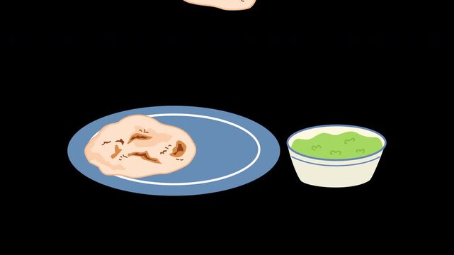 arepas with guacamole illustration lunch flatbread food